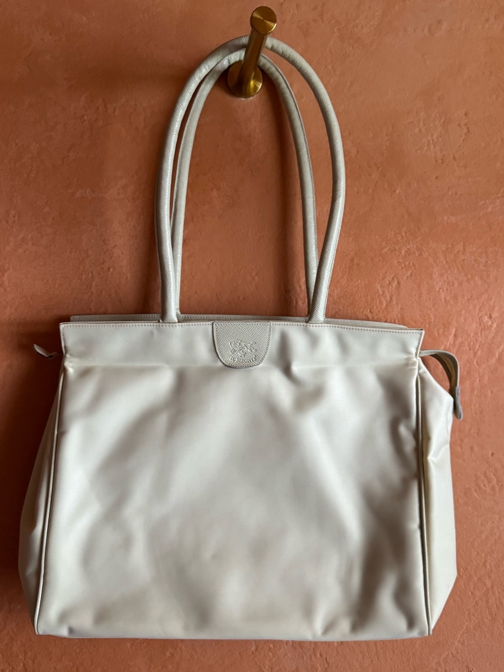 Vintage Il Bisonte Wanny Di Filippo Ivory Large Tote Bag Made in Italy